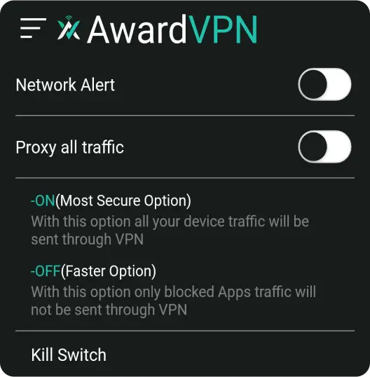 Award VPN app screenshot